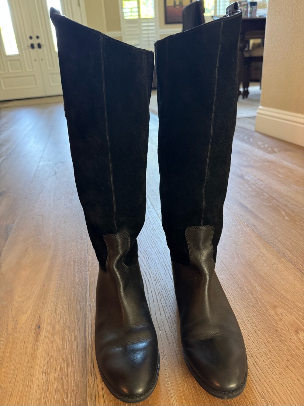 Sam Edelman Pembrooke Black Leather Suede Knee High Riding Boots Size 8